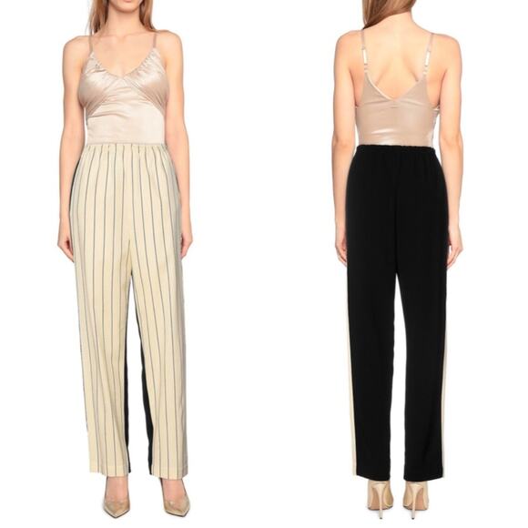 Tory Burch Pants Casual Straight Leg Stripes Cream Front Black Back Pockets Sz 2 - Picture 5 of 5